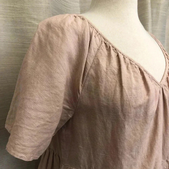 MADEWELL Dusty Pink Linen Blend Lorelei Mini Dress | Size Medium - Picture 5 of 12